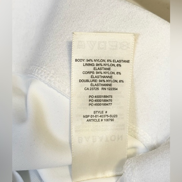 Aritzia BABATON Contour White Sylvia cropped long sleeve square neck top Medium - Picture 8 of 8